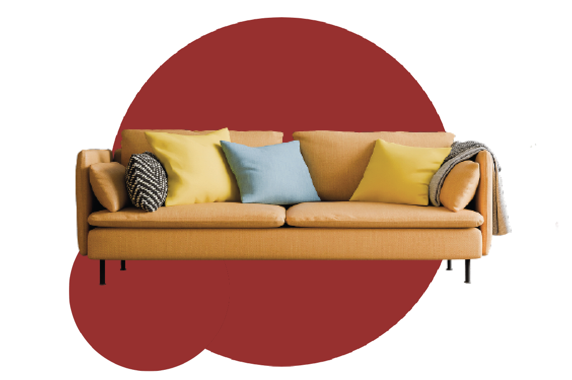 immagine prodotto soggiorno con sfondo rosso